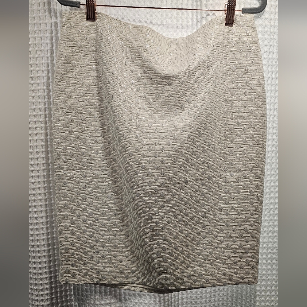 Ann Taylor Textured Beige Pencil Skirt
